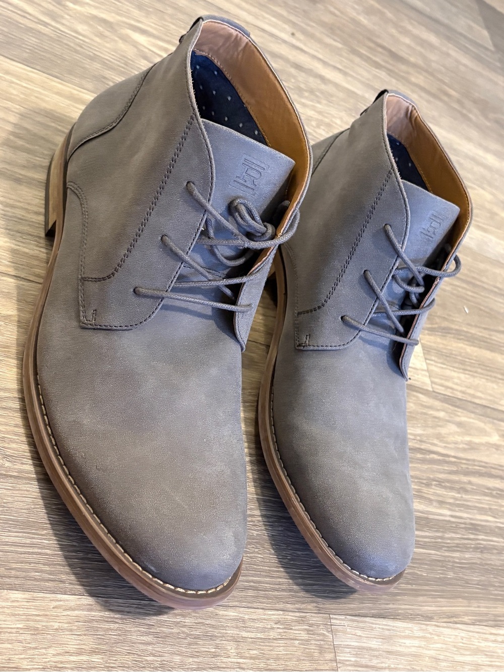 Men's Chukka Boots in Taupe Gray - Classic Lace-Up Style. Size 13